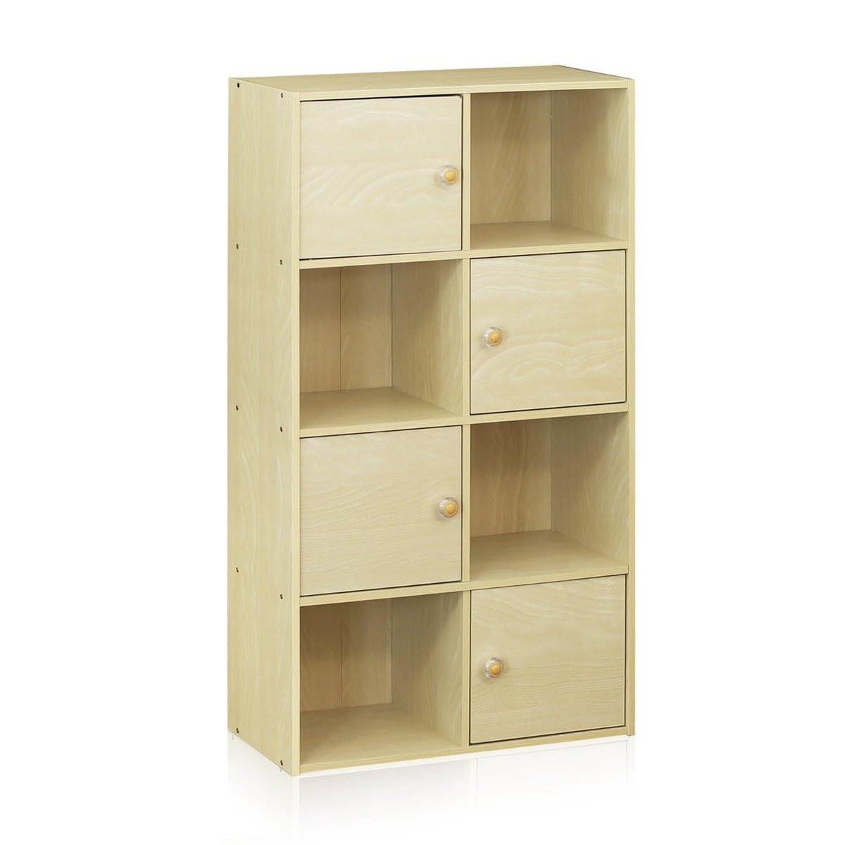 Furinno Pasir 4-Tier Shelf With 4 Door/Round Handle, Steam Beech