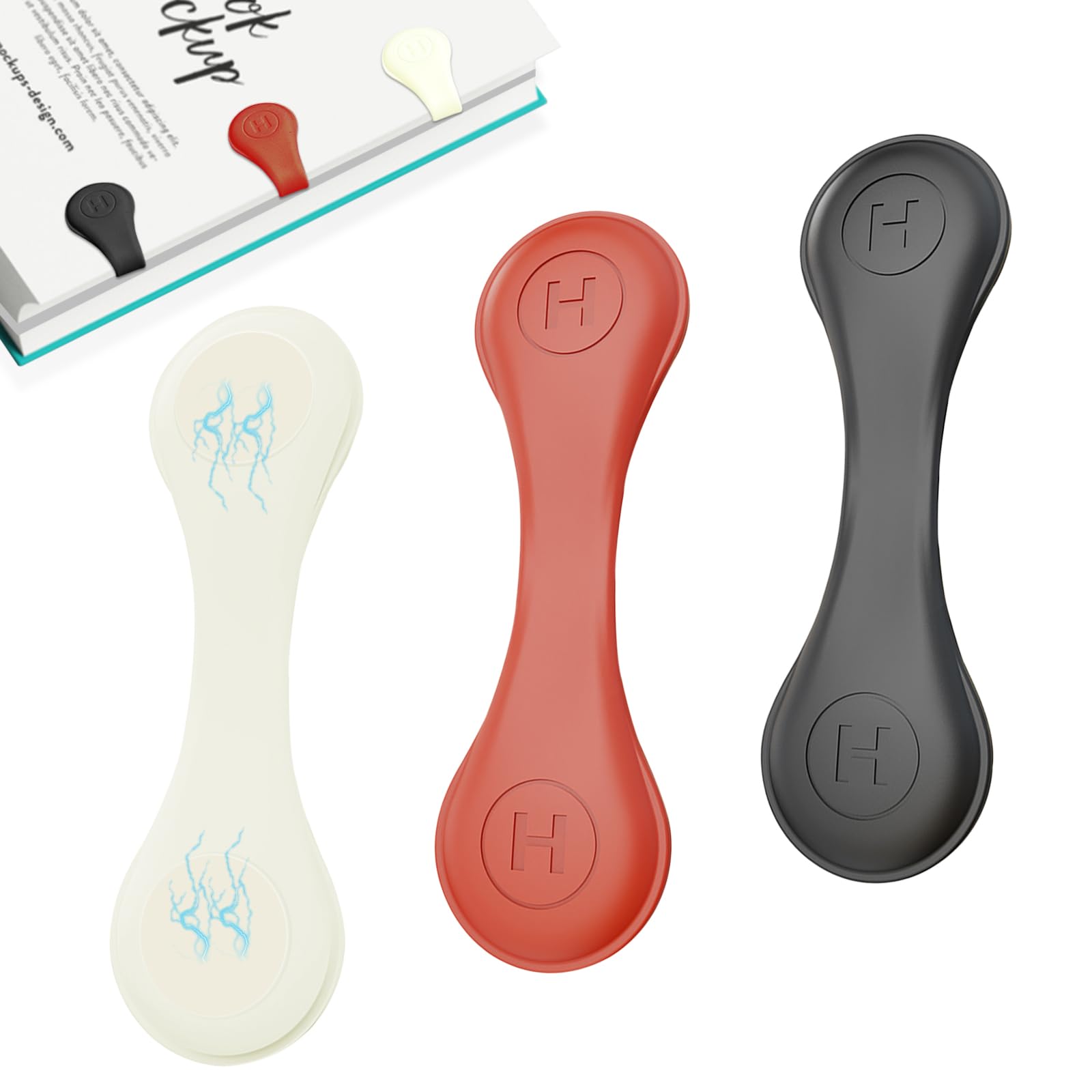 Xyofun 3 Pack Silicone Magnetic Bookmarks, Double-Sided Magnet Reading Clips, Page Holders For Men & Women, Ideal Gift For Book