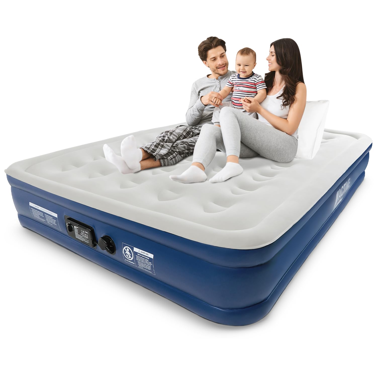 Active Era Premium Queen Size Air Mattress With Advanced Support System And Built-In Electric Pump - Raised 13-Inch Inflatable M