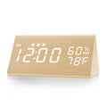 JALL Digital Alarm Clock, with Wooden Electronic LED Time Display, 3 Alarm Settings, Humidity & Temperature Detect, Wood Made El