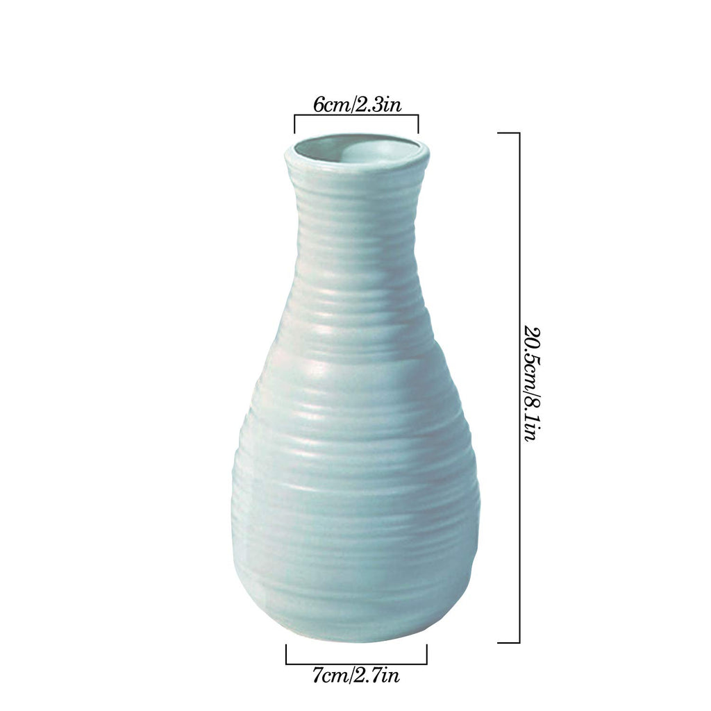 Unbreakable Vase For Flowers, Ceramic Look Plastic Vase For Home Decor, Living Room, Table (Seashell Blue)