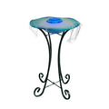 XBrand Floor Mist Fountain with 12 Color Changing LED lights and Inline Control, 27 inch Tall, Glass and Metal, Blue, Mist Water