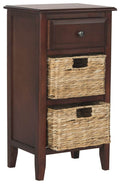 Safavieh Home Collection Everly Drawer Cherry 1-Drawer 2 Removable Baskets Side Table