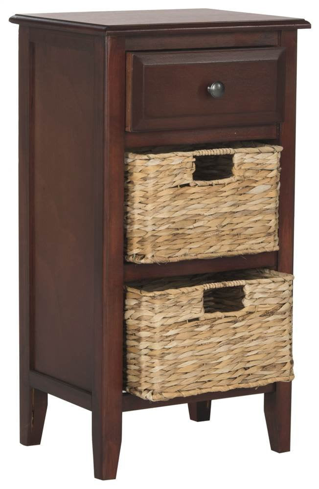 Safavieh Home Collection Everly Drawer Cherry 1-Drawer 2 Removable Baskets Side Table