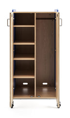 Safco Products 3925SBU Whiffle Typical 5, Double Column 4-Shelf and Wardrobe Bar Rolling Storage Cart with Magnetic Dry-Erase Back, 60" H, Tall, Spectrum Blue