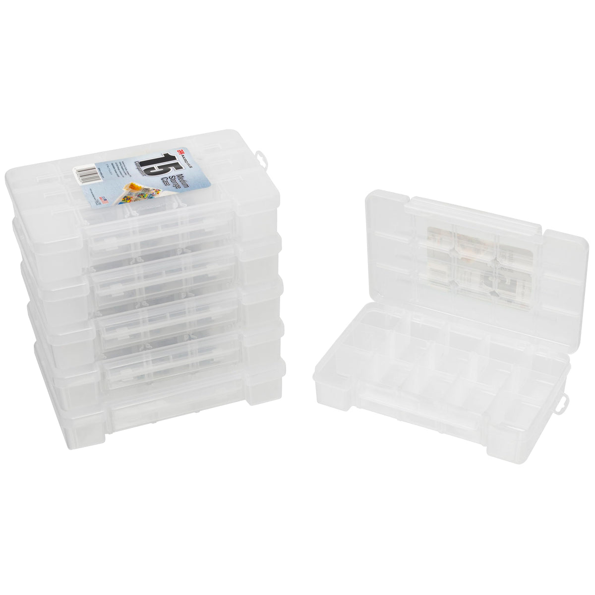 AkroMils 05805 Plastic Portable Parts Storage Case for Hardware and Crafts with Hinged Lid and 4 Adjustable Dividers, (11Inch 