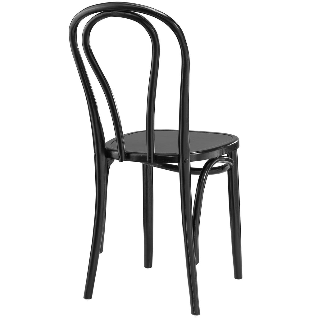 Modway Eon Natural Elm Wood Kitchen and Dining Room Chair in Black - Fully Assembled