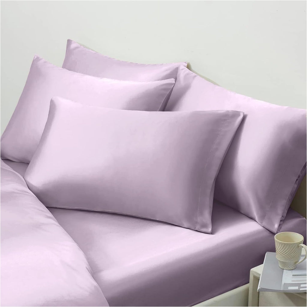 Purple Silk Pillowcase For Hair And Skin Made In Usa, Pure 22 Momme Silk Pillow Cases Queen With Zipper, 6A Grade Mulberry Silk,