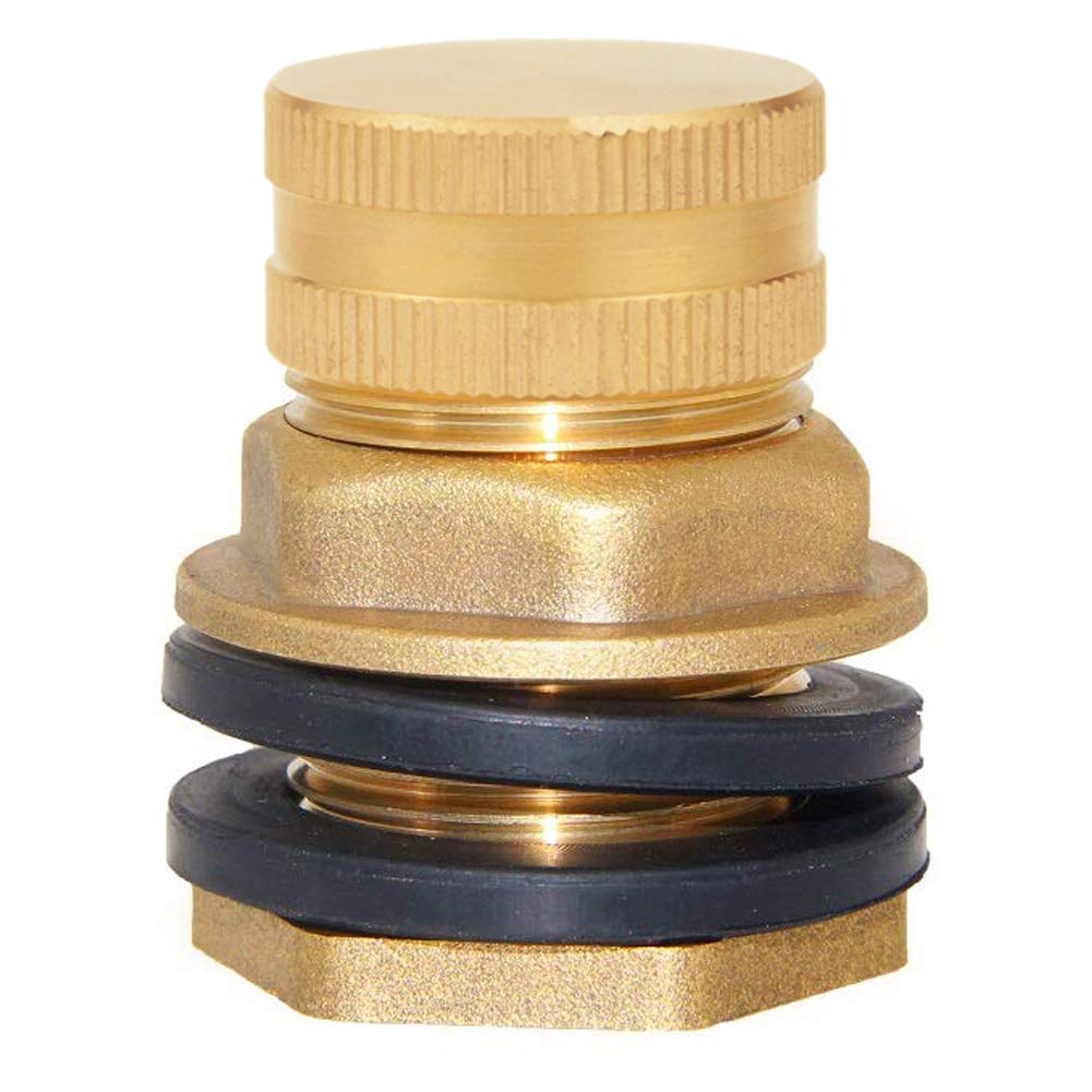 Joywayus Brass Male Garden Hose Bulkhead Fitting With Plugs,1/2' Female 3/4' Ght Male Water Tank Connector Threaded And 3/4'