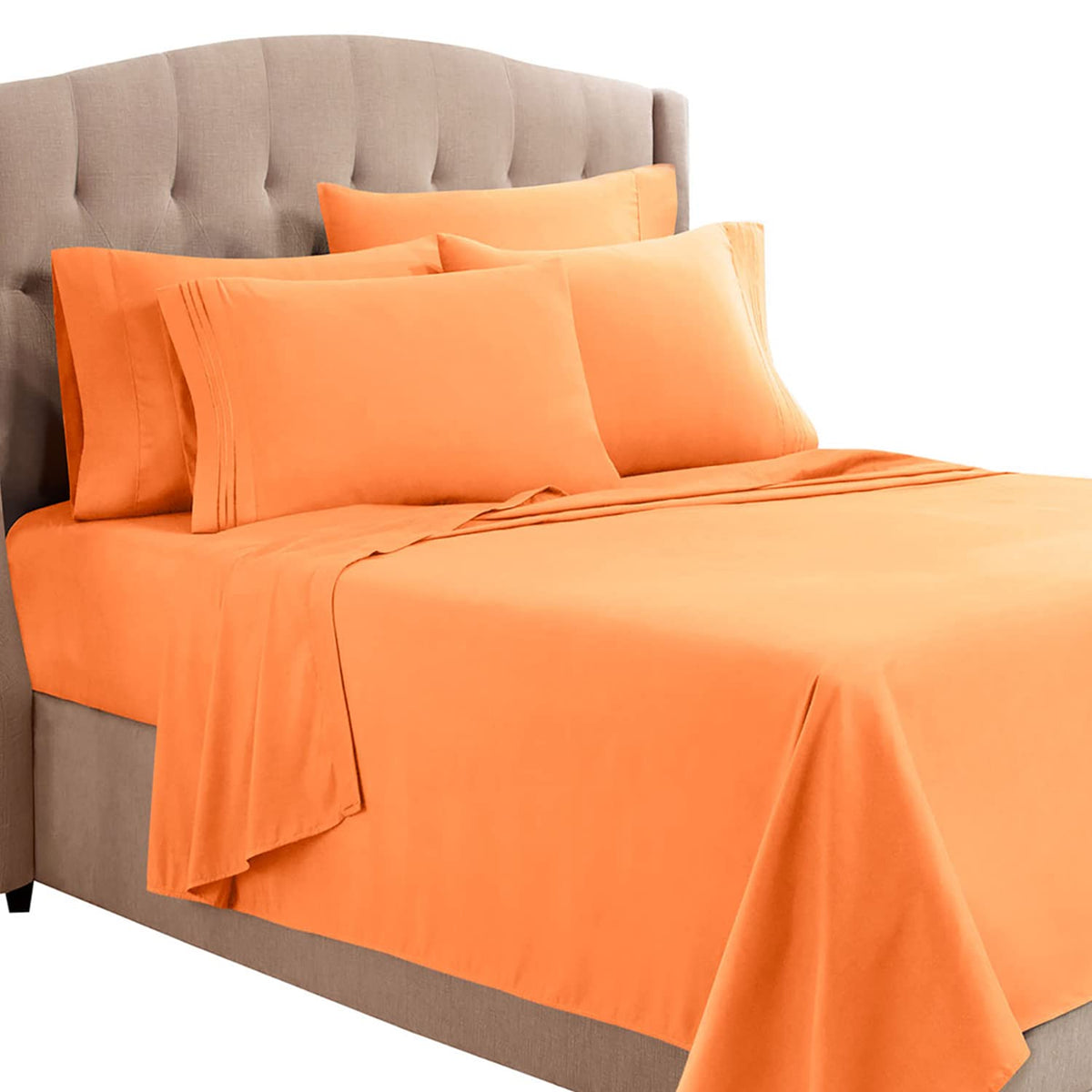 Clara Clark Queen Sheets, 6 Piece Set - Hotel Luxury Sheets For Queen Size Bed, Super Soft Bedding Sheets & Pillowcases, Queen Size Sheets, Apricot Orange