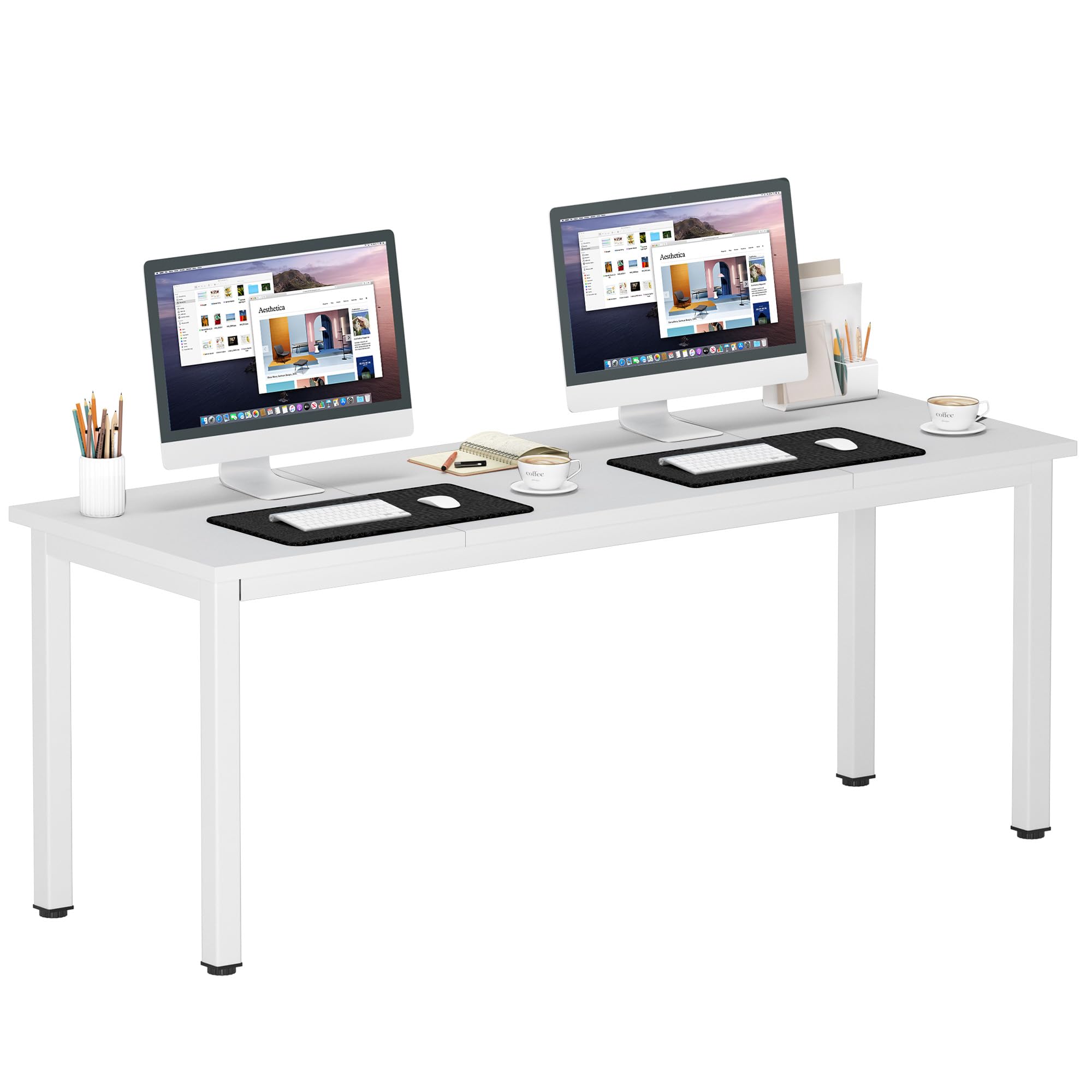 DlandHome 71 inches X-Large Computer Desk, Composite Wood Board, Decent and Steady Home Office Desk/Workstation/Table,White,23.6