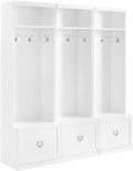 Crosley Furniture Harper 3-Piece Hall Tree Entryway Set With Storage Bench And Coat Rack Hooks For Hanging, White