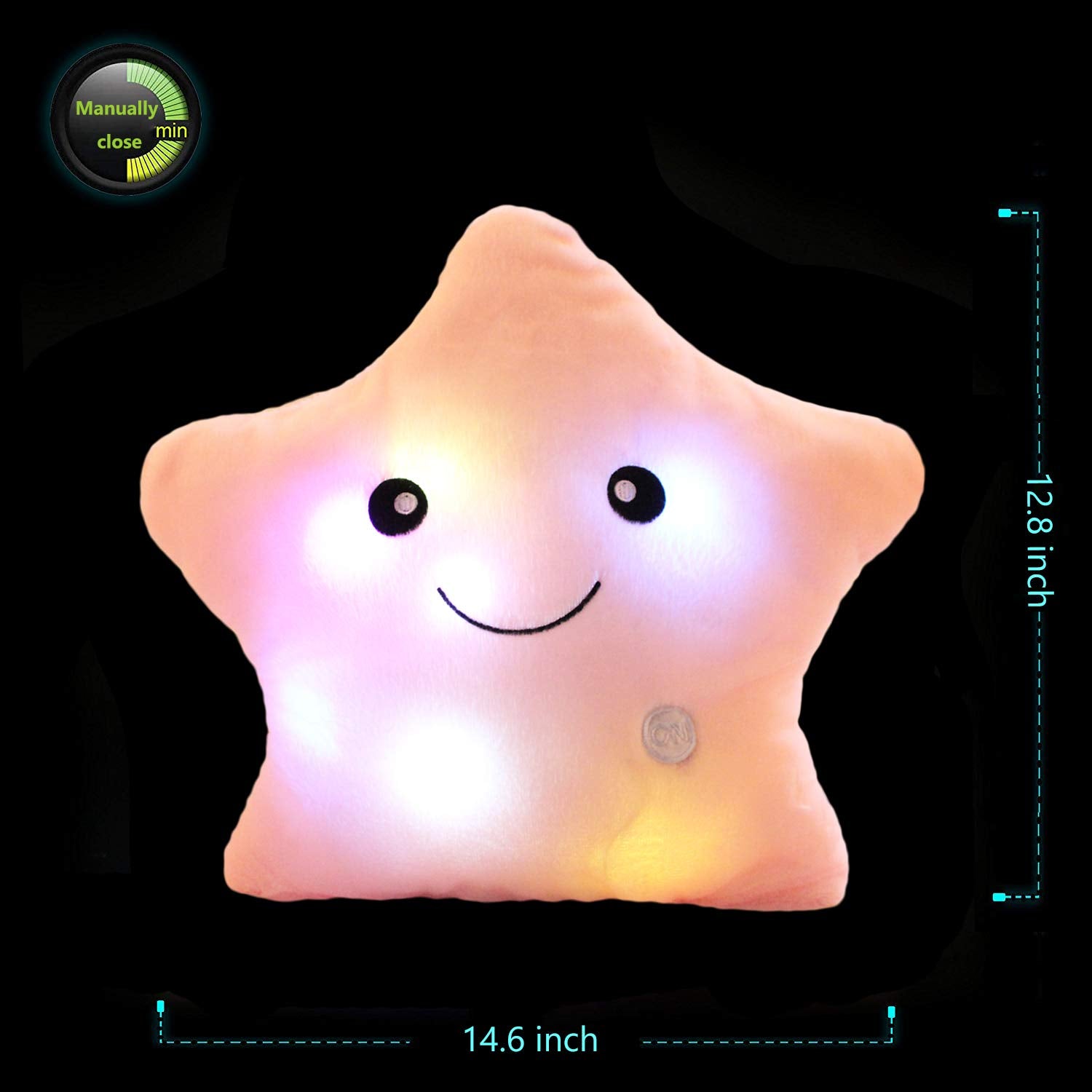 Sofipal Creative Twinkle Star Shaped Plush Pillow, Led Night Light Glowing Cushions Stuffed Toys Gifts For Kids, Decoration (Pin