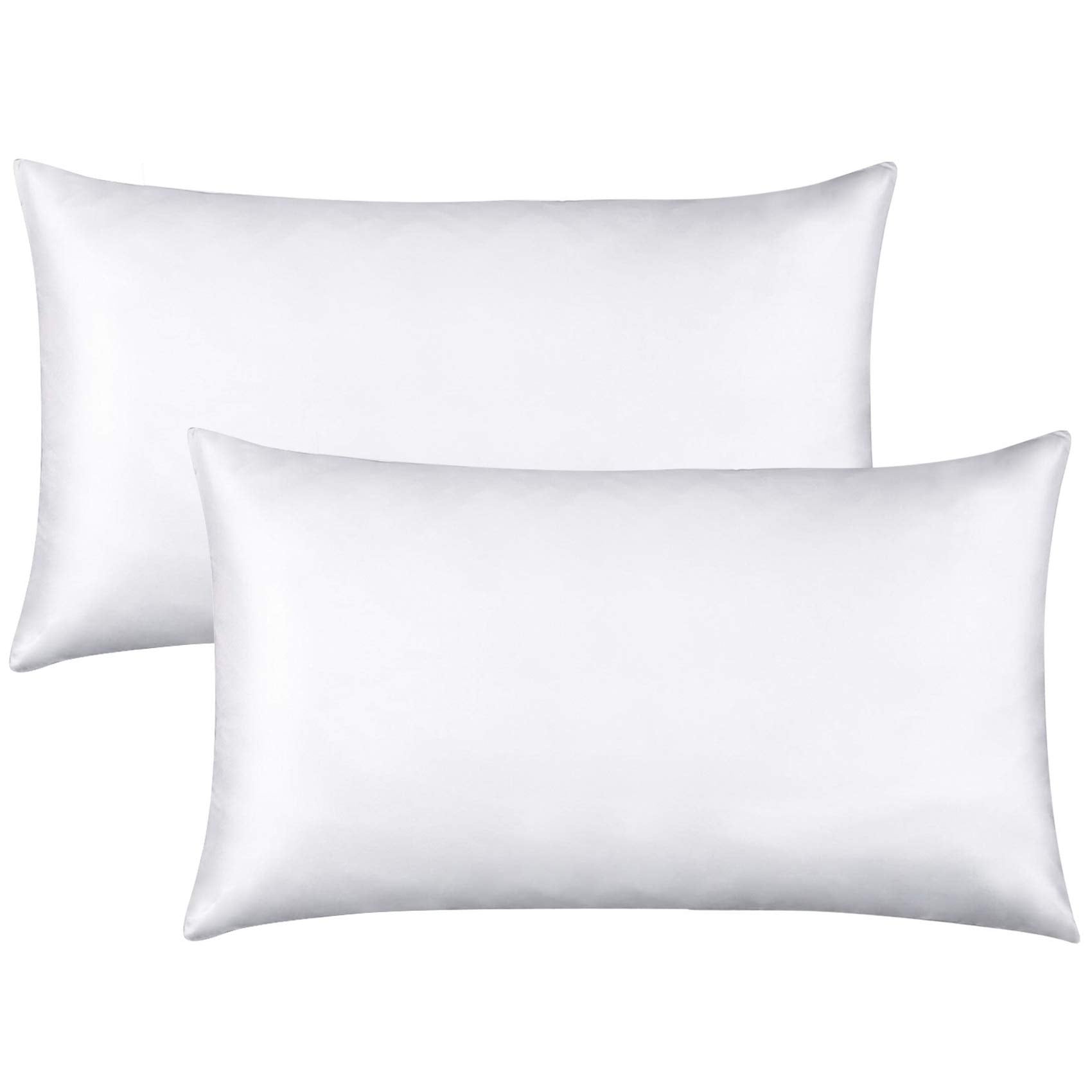 Flxxie 2 Pack Zipped Satin King Pillowcases For Hair And Skin, Silky And Super Soft (20'X36') Zippered Satin Pillow Cases, Whi