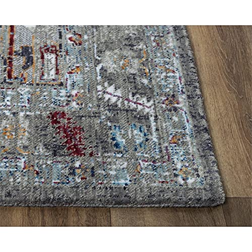 Sanction 9' X 12' Abstract Gray/Grey/Multi Color Power-Loomed Area Rug