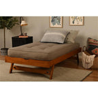 Kodiak Furniture Boho Wood Pop Up Bed in Barbados Brown w/Linen Stone Mattress
