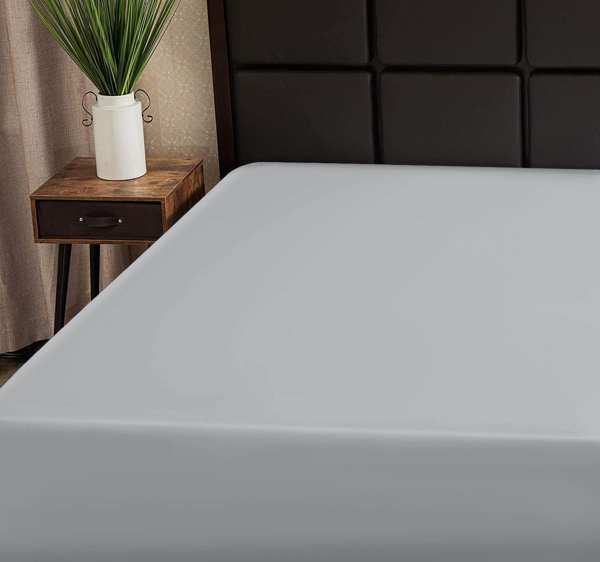 Superity Fitted Sheet Queen Gray - 100% Cotton Cool And Breathable Fabric - Protects Mattress From Dirt, Dust & Dander, Machine