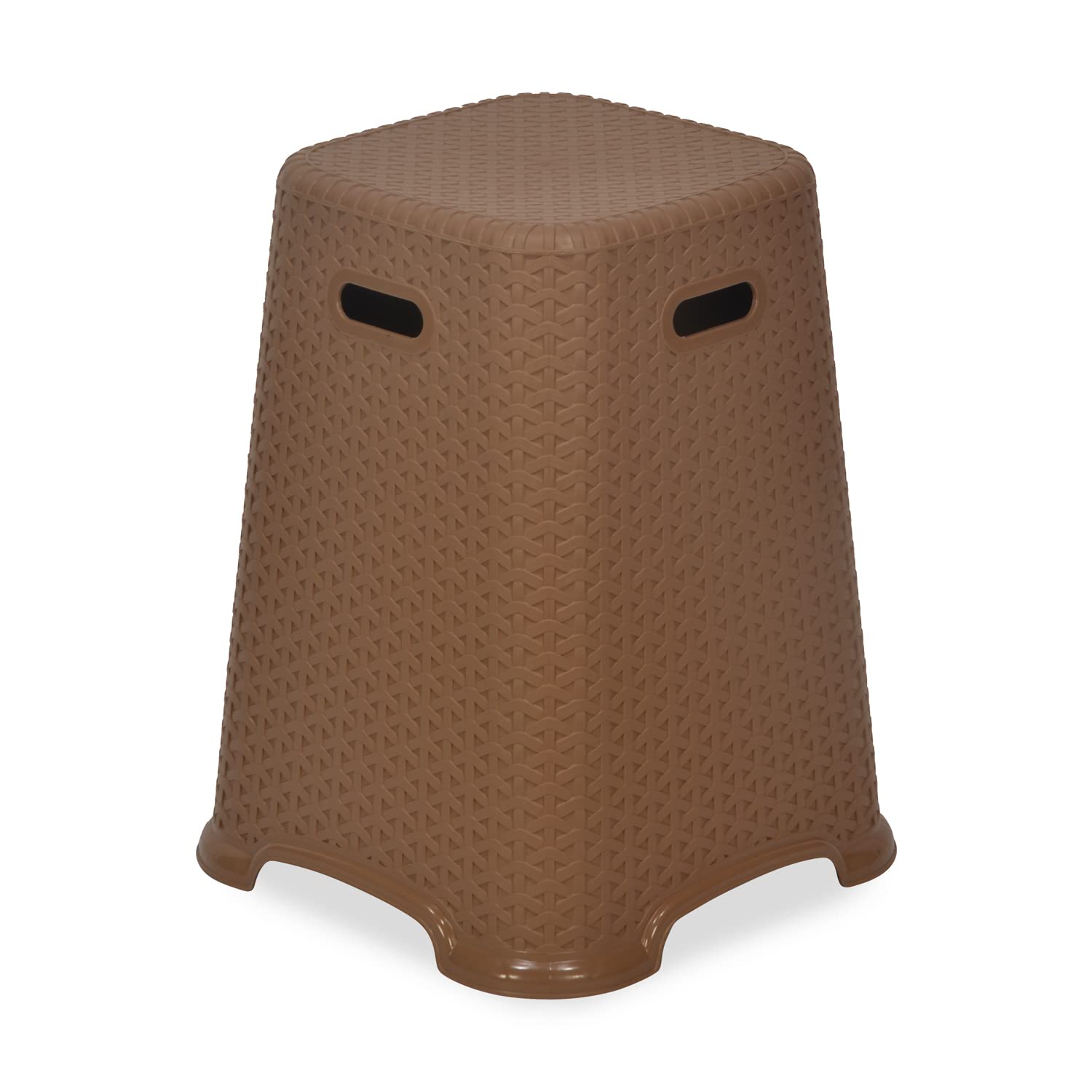 Nilkamal Plastic Stool For Living Room | 3 Year Warranty | For Home, Living Room, Outdoor | Rattan Dark Beige Colour | Stl29