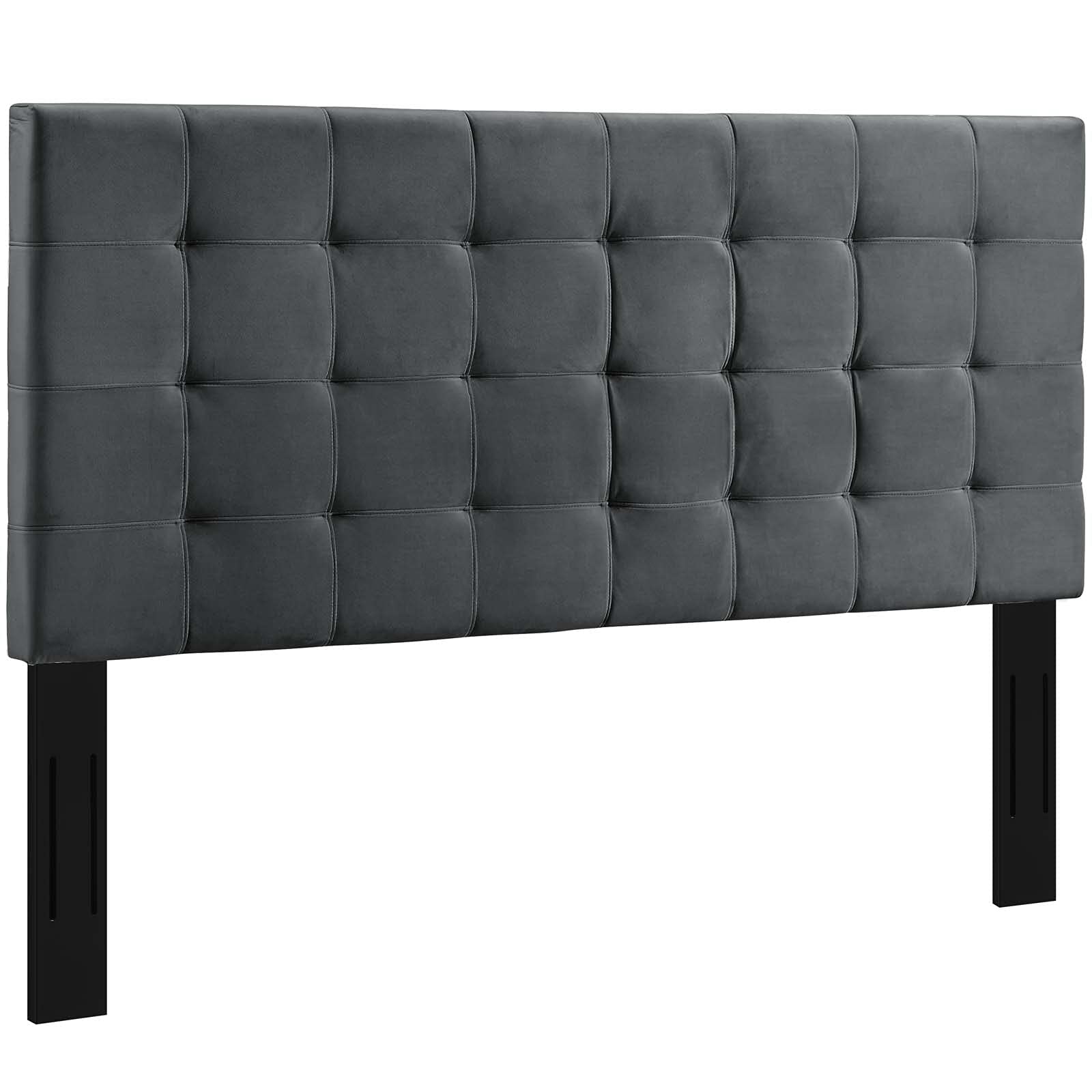 Modway Paisley Upholstered Biscuit Tufted Performance Velvet Full / Queen Headboard Size In Gray