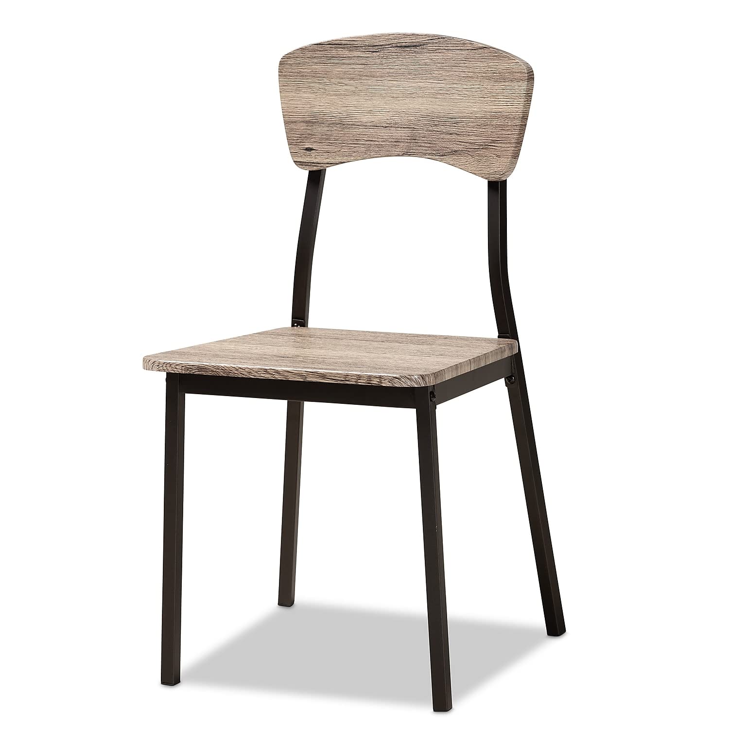 Baxton Studio Marcus Oak Brown Finished Wood and Black Dining Chair (Set of 4)