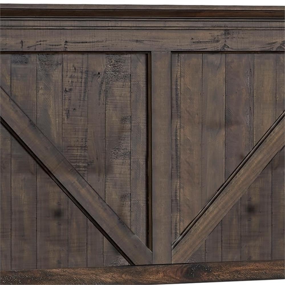 American Woodcrafters Farmwood Rustic Brown Wood Queen Panel Bed