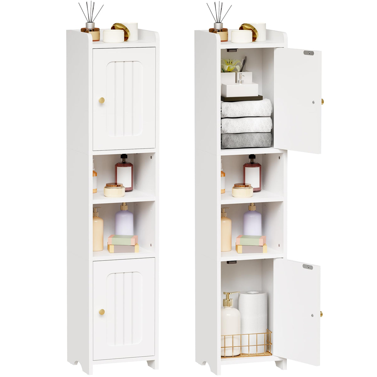ANWBROAD Slim Bathroom Storage Cabinet with 2 Doors and Adjustable Shelf
