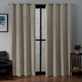 Exclusive Home Sateen Twill Woven Room Darkening Blackout Grommet Top Curtain Panel Pair, 52''x108'', Stone