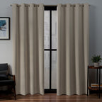 Exclusive Home Sateen Twill Woven Room Darkening Blackout Grommet Top Curtain Panel Pair, 52''x108'', Stone