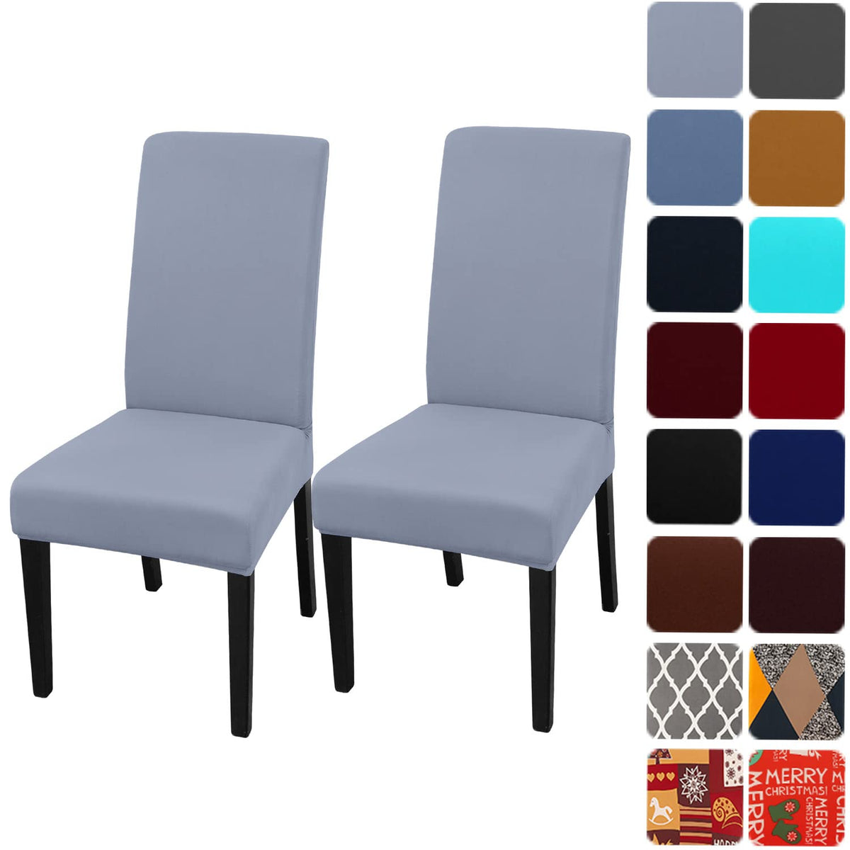 Jqinhome Dining Chair Covers Dining Room Chair Slipcovers, 2 Pack High Stretch Removable Washable Parsons Chair Slipcover For Home Party Hotel Wedding Ceremony (Light Grey)