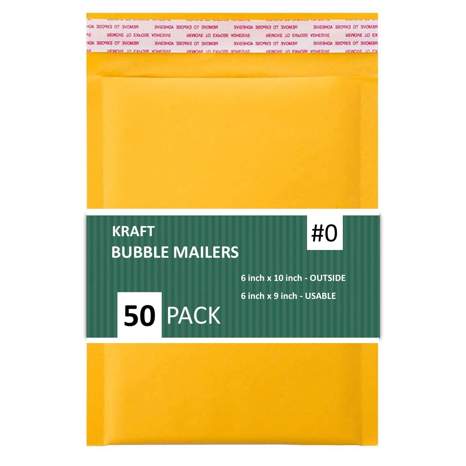 Sales4Less #0 Kraft Bubble Mailers 6X10 Inches Shipping Padded Envelopes Self Seal Waterproof Cushioned Mailer 50 Pack