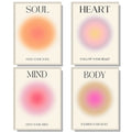 NCYEL 4 colorful abstract halo posters angel number positive energy inspirational language inspirational wall art bedroom girls 