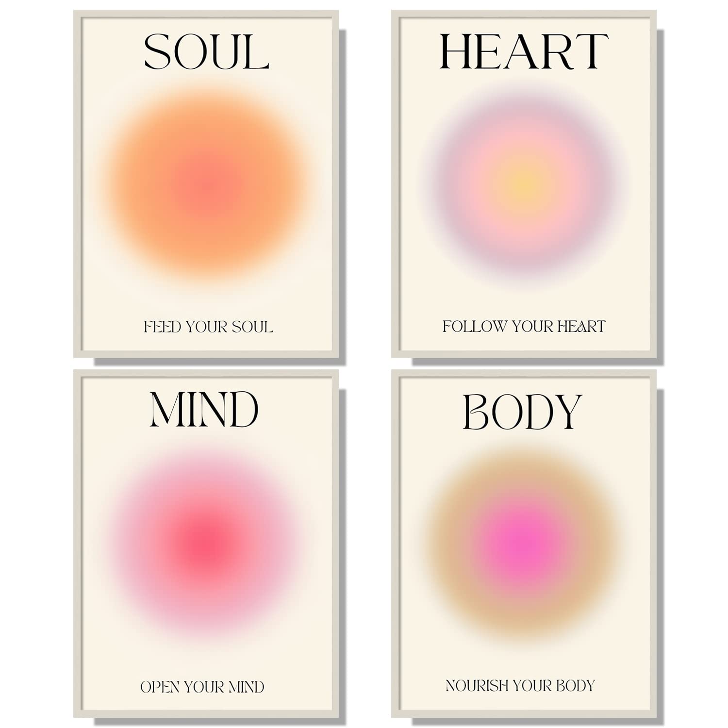 NCYEL 4 colorful abstract halo posters angel number positive energy inspirational language inspirational wall art bedroom girls 