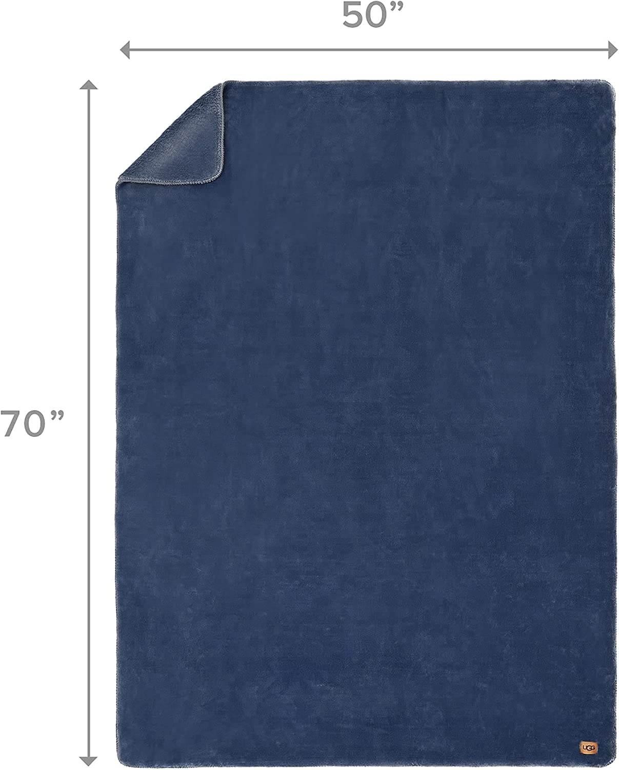 Ugg 11063 Whitecap Plush Flannel Oversized Reversible Fleece Throw Blanket Lightweight Comfortable Cozy Hotel Style Home Decor Soft Luxurious Blanket For Living Or Bed Room, 70 X 50-Inch, Denim