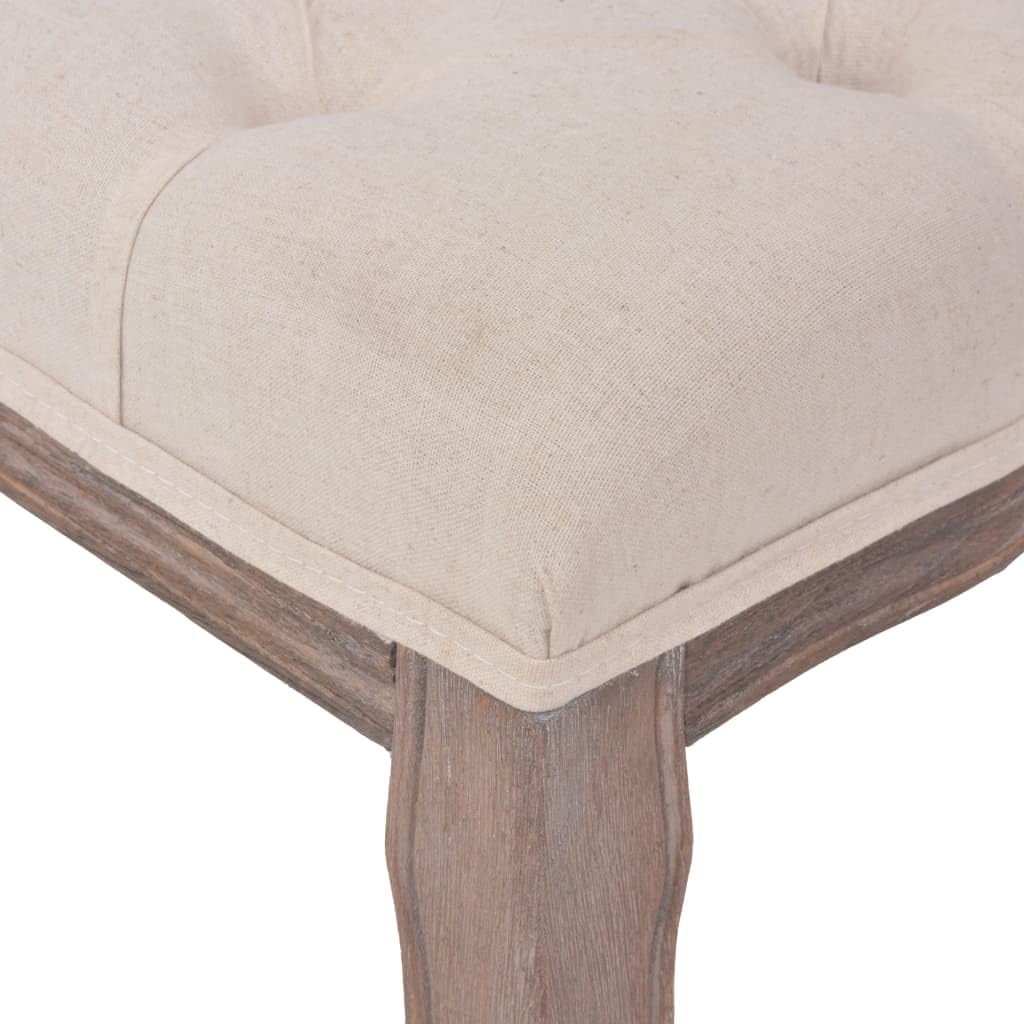 vidaXL Classically Designed Cream White Bench with Resistant Linen Upholstery, Solid Wood Frame, Elegant Cabriole Legs and Easy Assembly - 43.3" x 15" x 18.9”