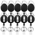 Retractable Badge Holder With Carabiner Reel Clip And Key Ring For Id Card Key Keychain Holders Black 10 Pieces By Moever