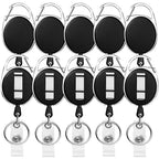Retractable Badge Holder With Carabiner Reel Clip And Key Ring For Id Card Key Keychain Holders Black 10 Pieces By Moever