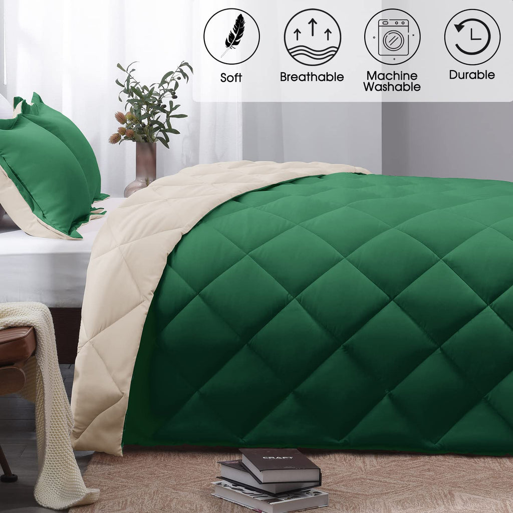 Basic Beyond King Size Comforter Set - Forest Green Comforter Set King, Reversible King Bed Comforter Set For All Seasons, Fores