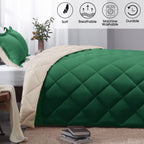 Basic Beyond King Size Comforter Set - Forest Green Comforter Set King, Reversible King Bed Comforter Set For All Seasons, Fores