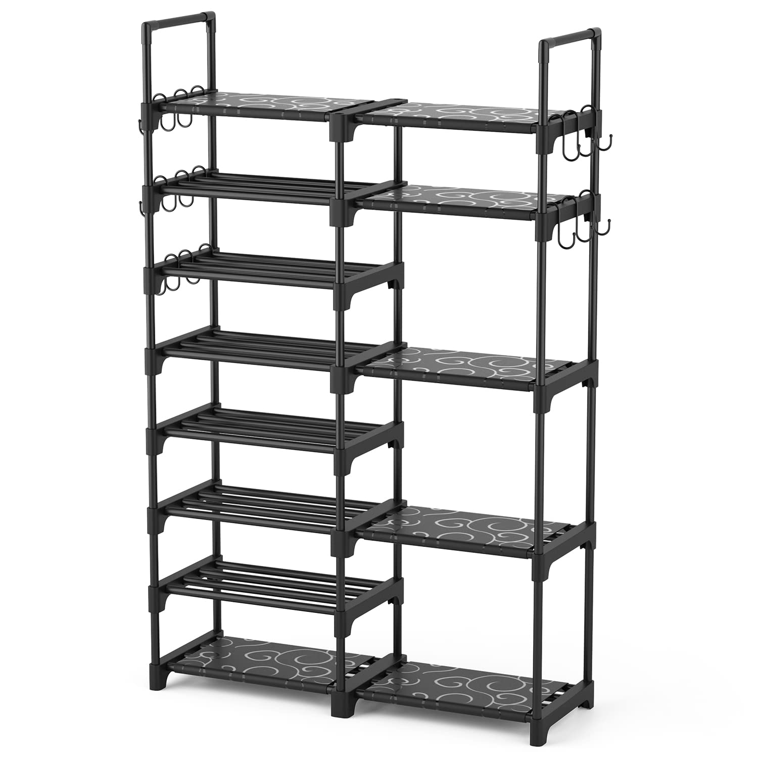 ROJASOP Shoe Rack Organizer, 8-Tier Metal Shoe Rack for Closet Entryway Garage, 26-32 Pairs Tall Shoe Boot Storage Shelf with 15