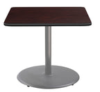 National Public Seating Nps 36&Quot; Square Cafe Table With Round Base, 30&Quot; Height, Particleboard Core/T-Mold, Mahogany Top, Grey Frame