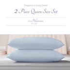 Carressa Linen 100% Egyptian Cotton Pillow Cases Set Of 2-600 Thread Count Light Blue Standard/Queen Pillowcase For Sleeping, So