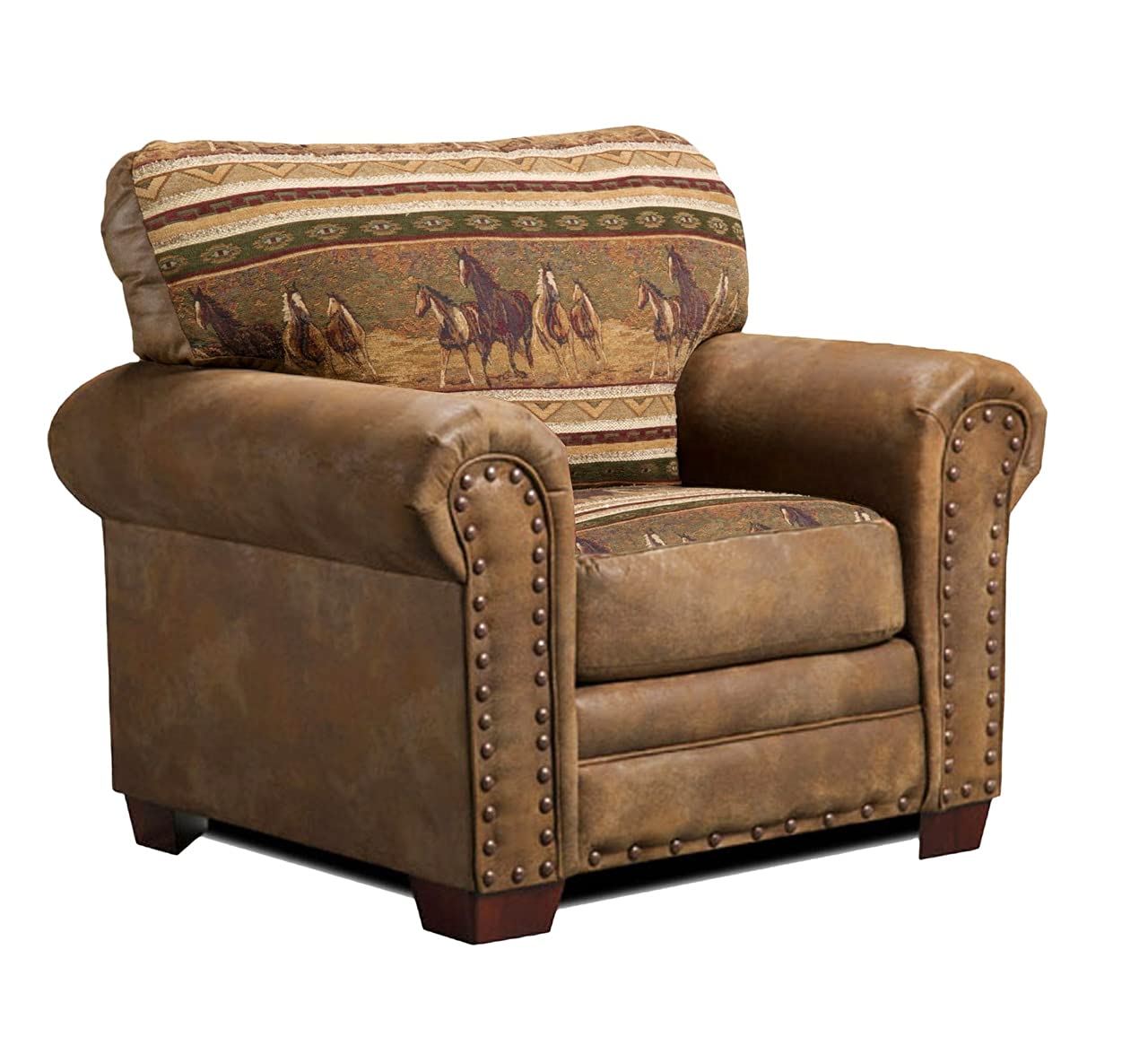 American Furniture Classics Mustang Band Upholstered Lodge Chair, Brown
