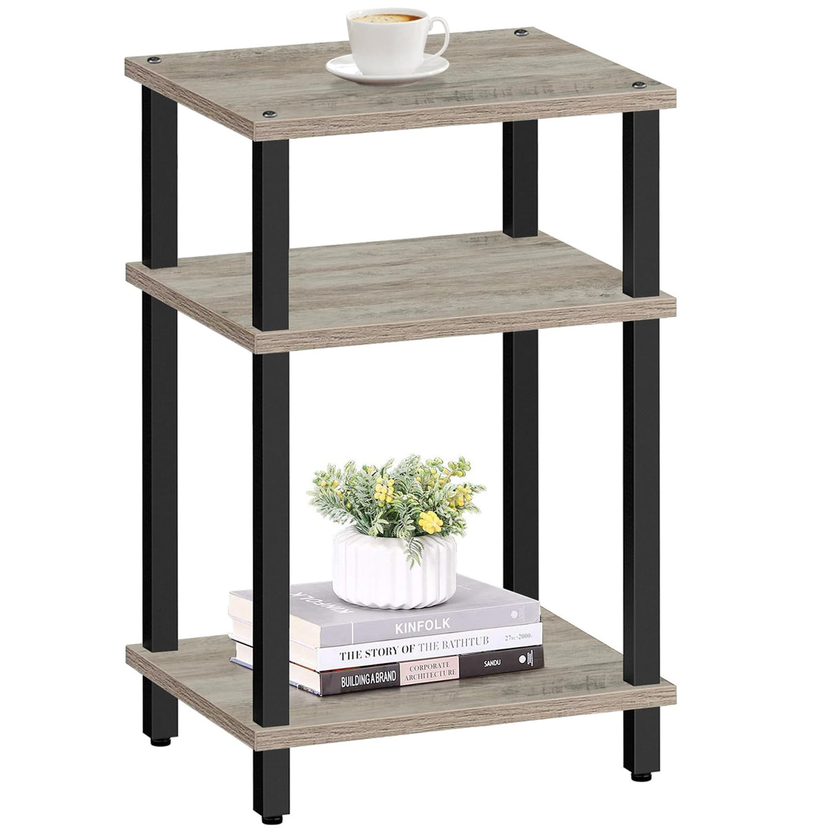 TUTOTAK End Table, Side Table, Nightstand, 3-Tier Storage Shelf, Couch Table for Small Space, Living Room, Bed Room TB01BG049
