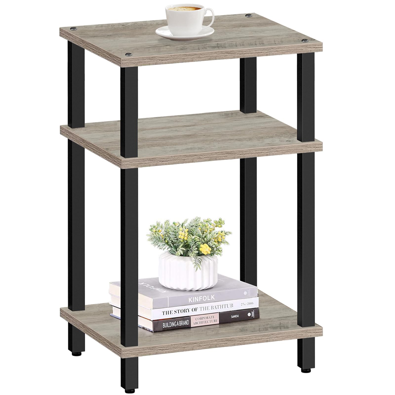 TUTOTAK End Table, Side Table, Nightstand, 3-Tier Storage Shelf, Couch Table for Small Space, Living Room, Bed Room TB01BG049