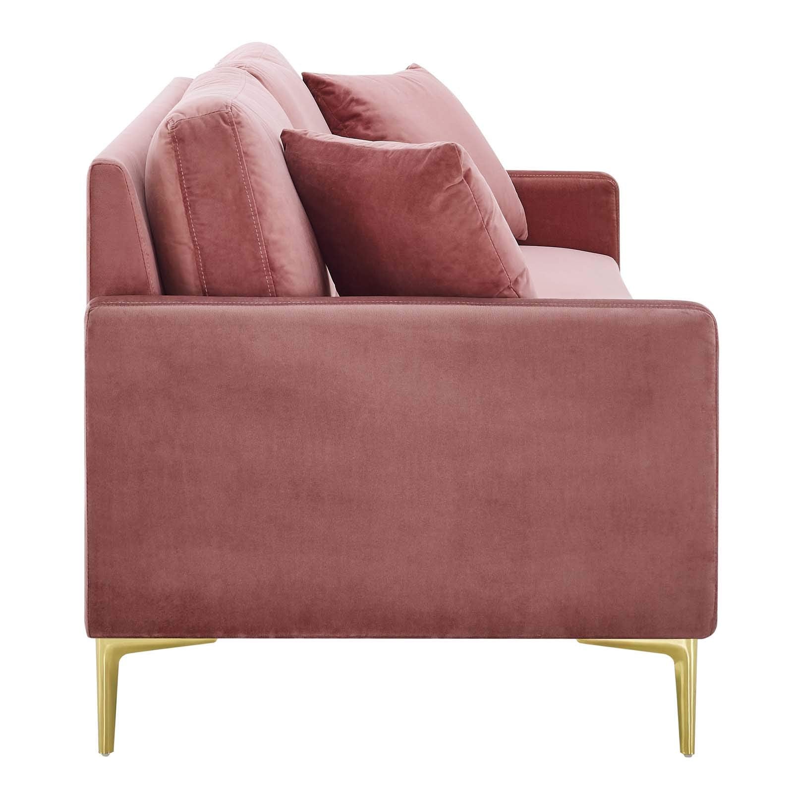 Modway Juliana Performance Velvet Upholstered Sofa in Dusty Rose