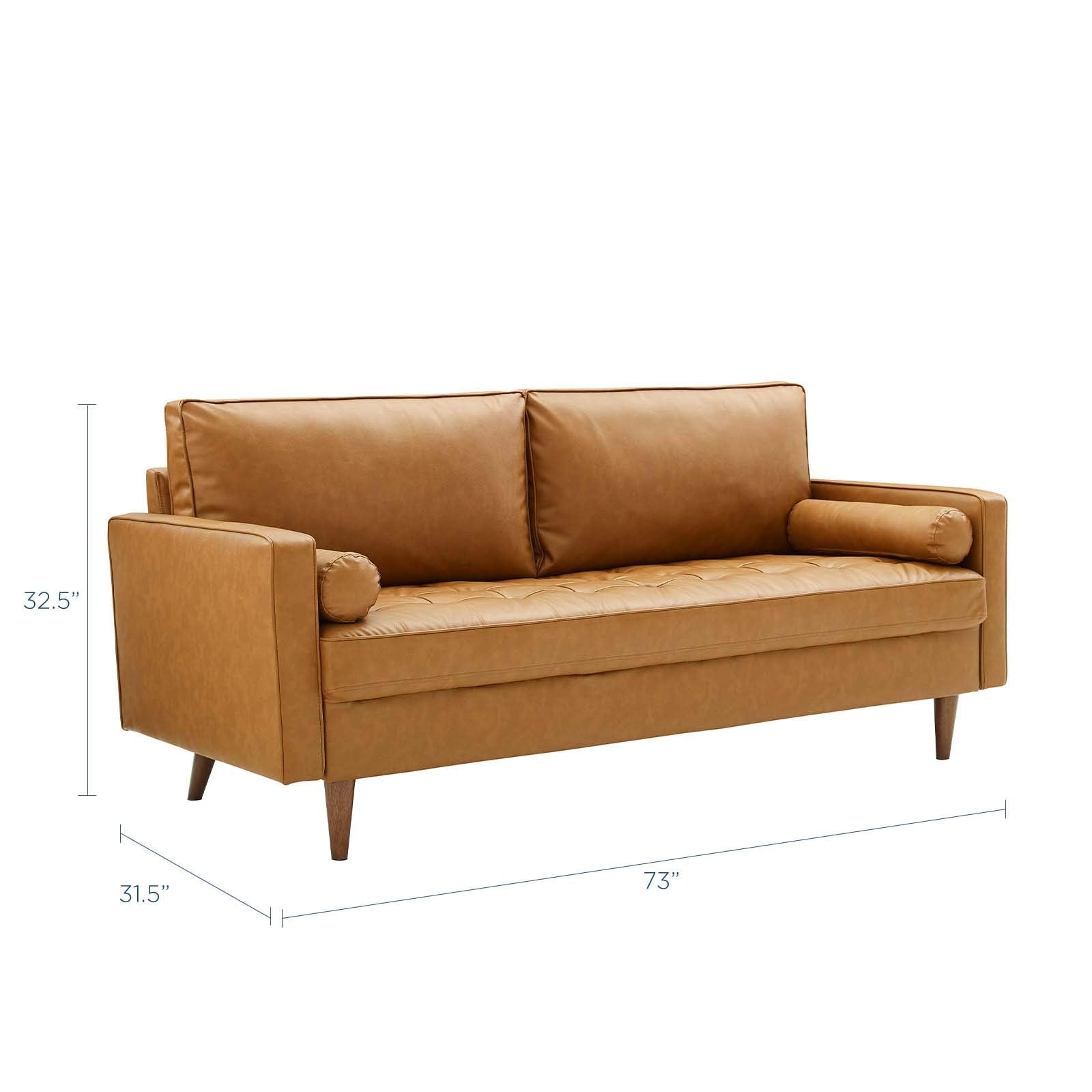 Modway Eei-3765-Tan Valour Upholstered Faux Leather Sofa, Tan