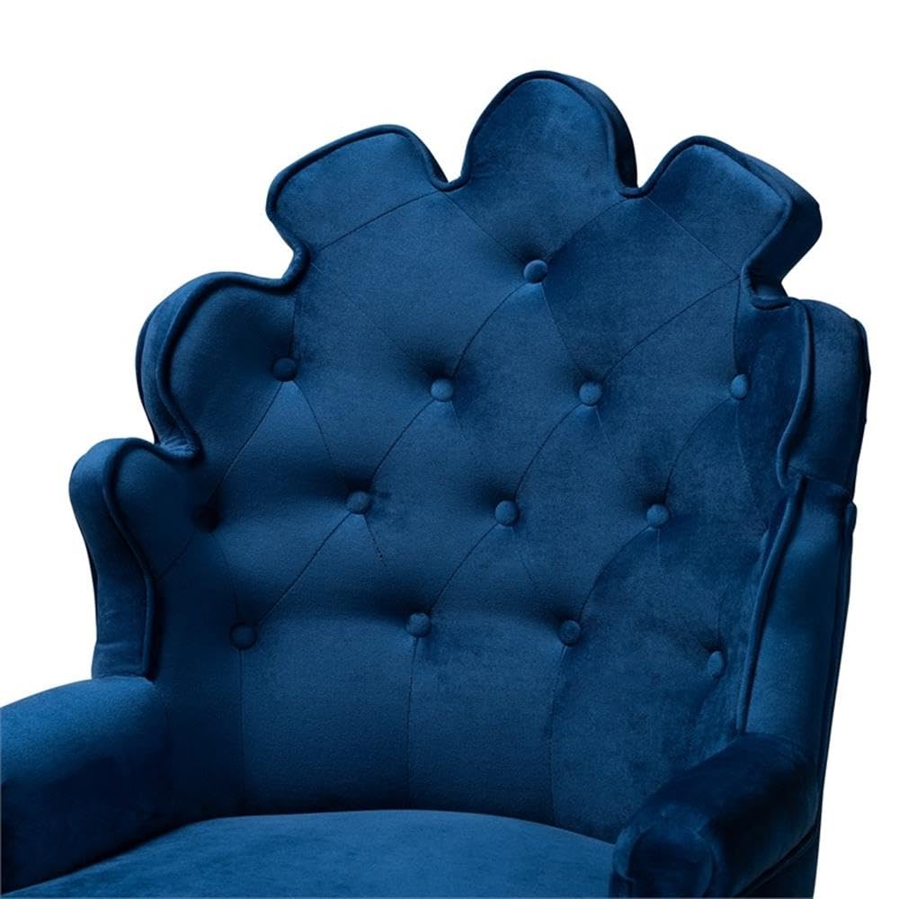 Baxton Studio Chloe Modern and Contemporary Navy Blue Velvet Upholstered and Dark Brown Finished Wood 2-Piece Bar Stool Set