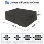 Outdoorlines Outdoor Waterproof Patio Table Furniture Set Covers - Rectangle Couch Sectional Cover Outside Weatherproof Patio Furniture Covering For Deck, Lawn And Backyard 130'L X 84'W X 28'H, Black