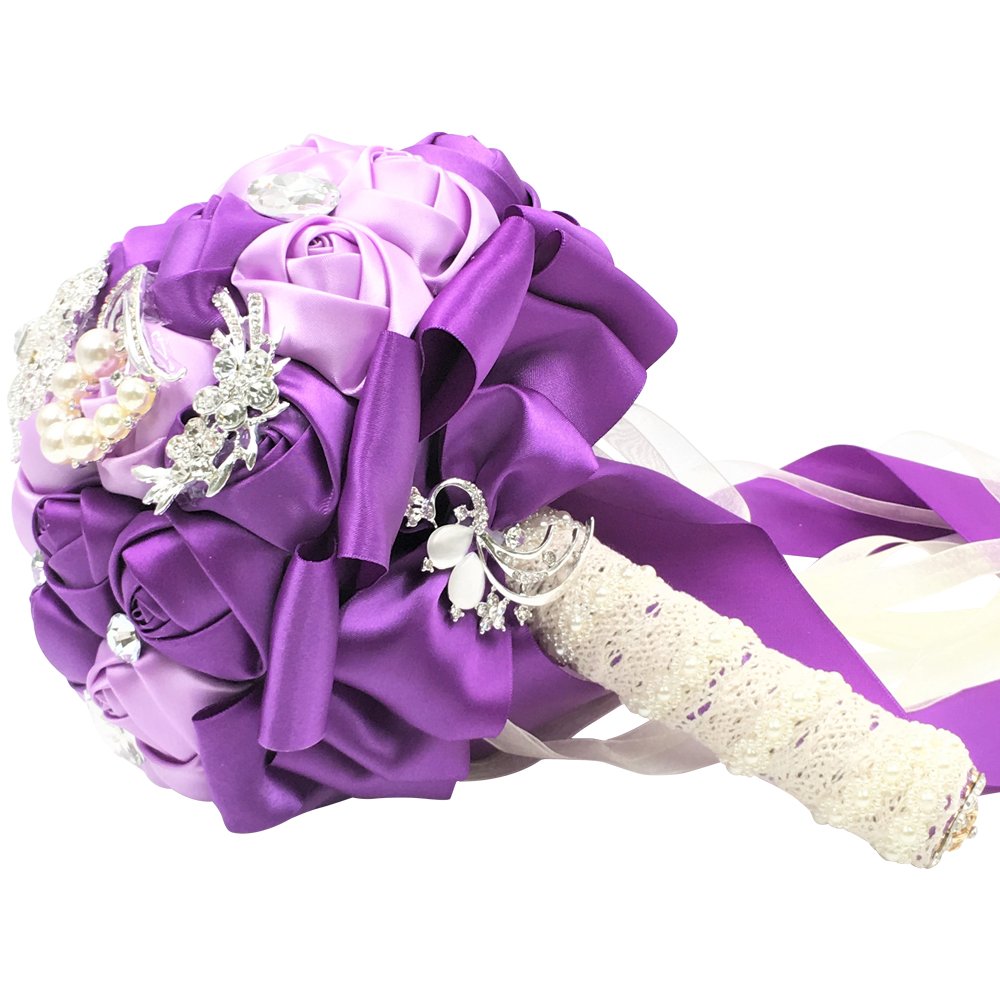 Abbie Home Advanced Customization Romantic Bride Wedding Holding Toss Bouquet Rose Brooch With Pearls And Rhinestone Decorative