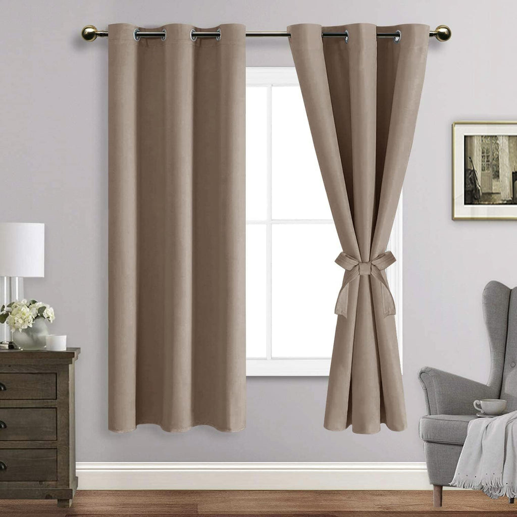 Jiuzhen Taupe Blackout Curtains For Bedroom - Light Blocking And Noise Reducing Grommet Curtains For Living Room Darkening Curtains, Set Of 2 Window Curtain Panels, 38 X 63 Inch Length